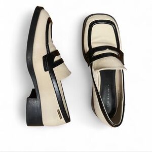 Charles & Keith Two-tone square toe loafers